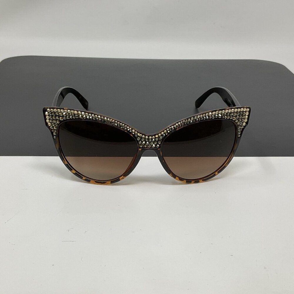 Jimmy Crystal NY GL 1339 Big Cat Eye Sunglasses Swarovski Crystal Brown Tortoise